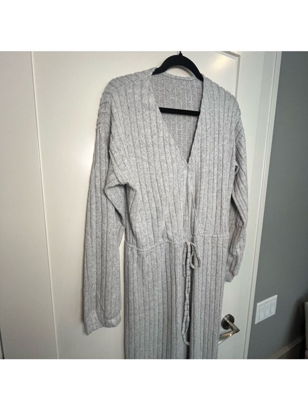 Silver Mist Ribbed Drawstring Jumpsuit - Picture 5 of 11